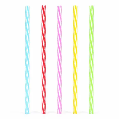 Straws Reusable Retro Stripe 20pk 20cm X 0.8cm - Assorted Colours
