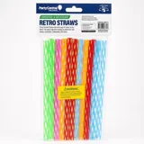 Straws Reusable Retro Stripe 20pk 20cm X 0.8cm - Assorted Colours – image 3