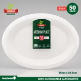 Sugarcane Bagasse Oval Dinner Plates - 19.5cm X 26cm - 50pk Bulk (white) – image 4