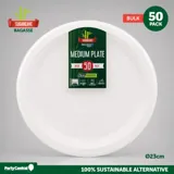 Sugarcane Bagasse Round Dinner Plates - Ø23cm - 50pk Bulk (white) – image 4