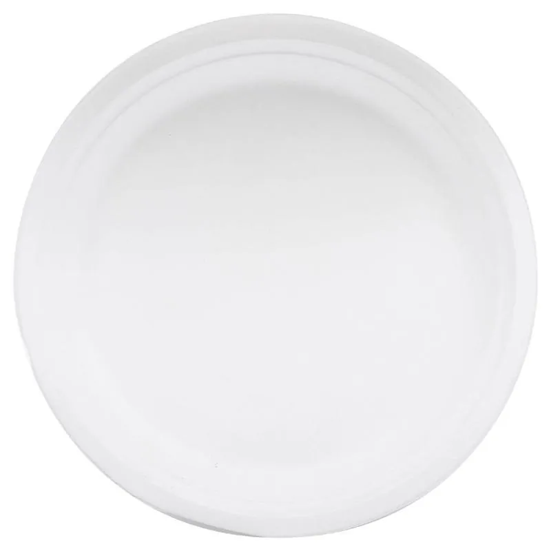 Sugarcane Bagasse Round Dinner Plates - Ø23cm - 50pk Bulk (white) – image 2