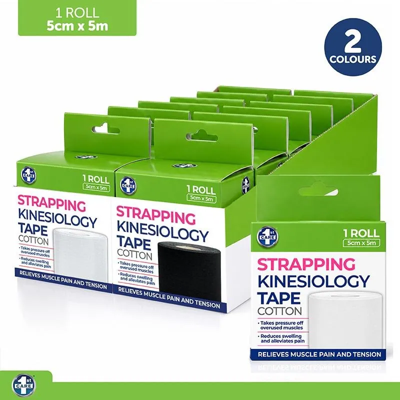 Tape Kinesiology Water-Resistant 5cm X 5m - Assorted Black, White – image 4