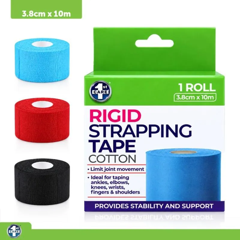 Tape Athletic Rigid Sports Strapping - 3.8cm X 10m - Assorted Colours: Black, Red, Blue – image 4