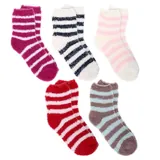 Socks Womens Microfibre Crew Cut 5pk Stripes Assorted Colours – image 2