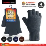 Gloves Fingerless Mens Heat Control Workwear Thick Thermal Lined Knitted Black, Grey, Navy & Brown – image 4