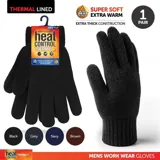 Gloves Mens Heat Control Workwear Thick Thermal Lined Knitted Black, Grey, Navy & Brown – image 4