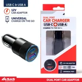 Charger Dual Port Car Adaptor Usb-a & Usb-c with Light Up Function Black – image 3
