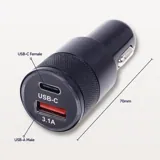 Charger Dual Port Car Adaptor Usb-a & Usb-c with Light Up Function Black – image 1