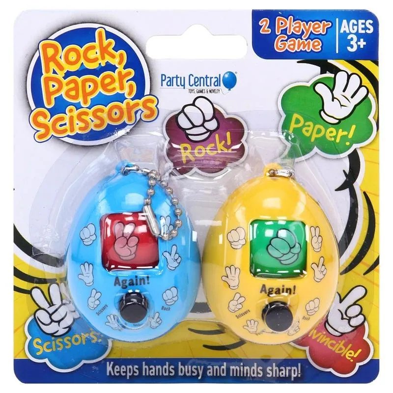 Rock, Scissor, Paper Game Press & Spin 3.5cm X 5cm Blue, Red, Yellow & Green – image 4