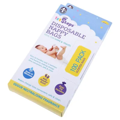 Nappy Bag Disposable 100pc 17cm X 34cm Baby Powder Scented