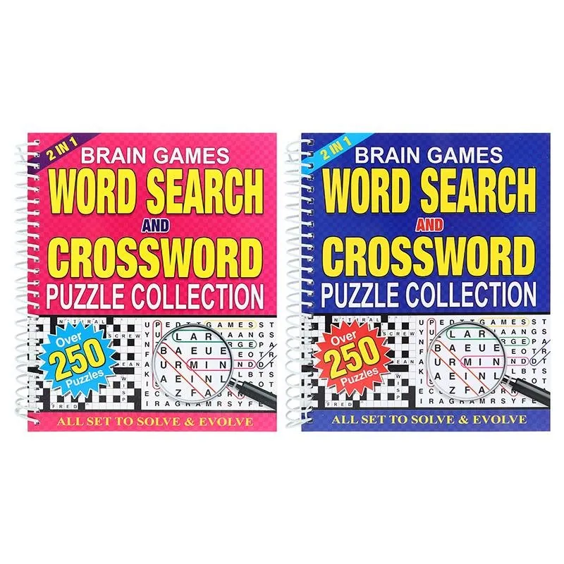 Book Puzzle 2-In-1 Wordsearch & Crossword Spiral 2 Assorted Designs 192 Page, Over 250 Puzzles – image 4