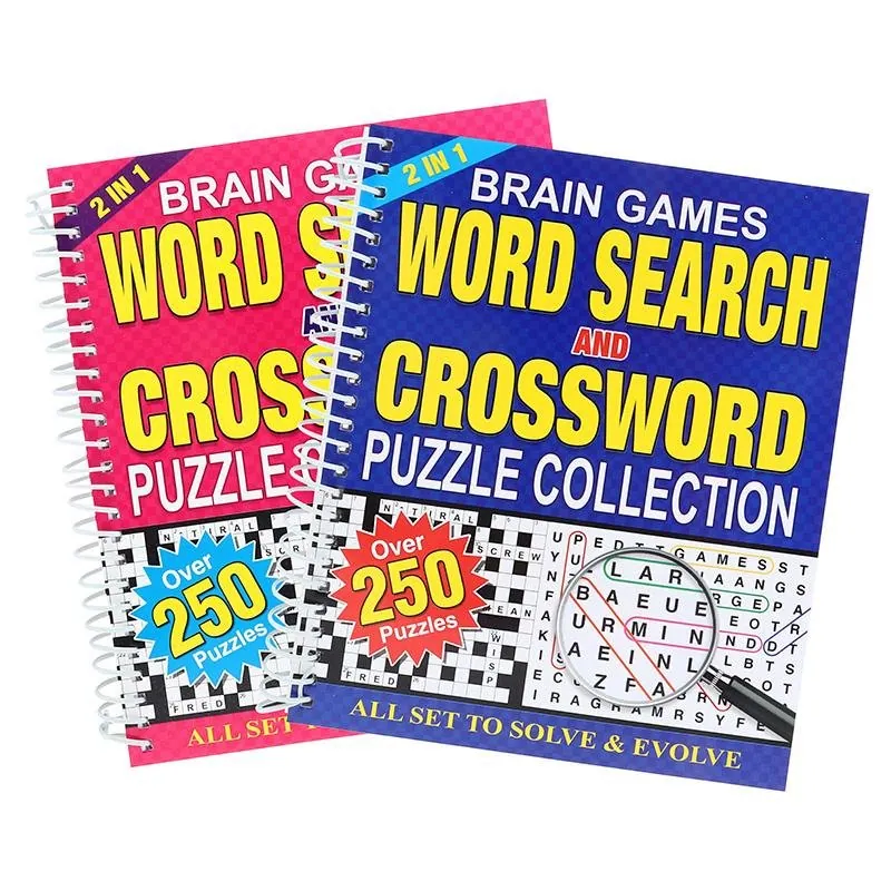 Book Puzzle 2-In-1 Wordsearch & Crossword Spiral 2 Assorted Designs 192 Page, Over 250 Puzzles – image 3