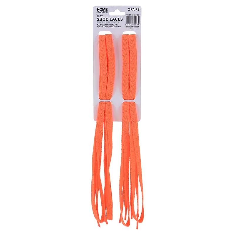 Shoe Laces Flat Fluoro Yellow, Orange & Green Assorted 2 Pair 120cm X 1cm – image 3