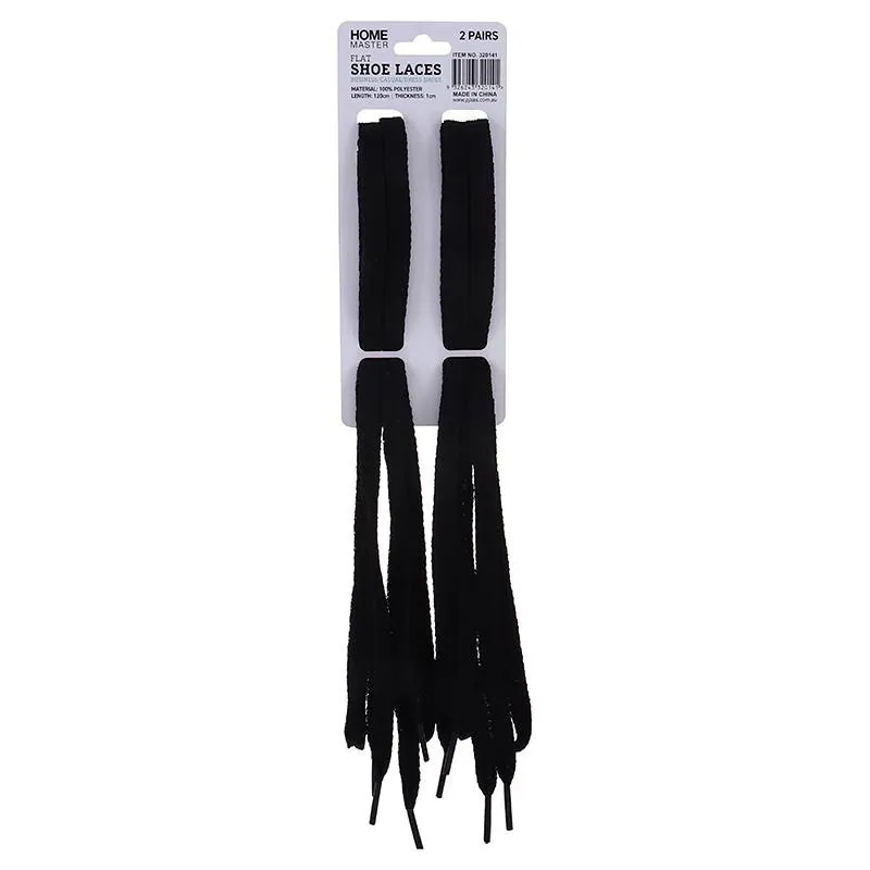 Shoe Laces Flat Brown, Black & White Assorted 2 Pair 120cm X 1cm – image 3