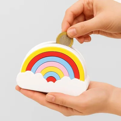 Coin Purse Keychain Rainbow 10cm X 6.5cm X 4cm 2 Assorted Designs
