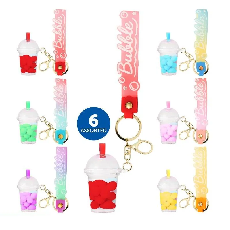 Keychain Bubble Tea Liquid Filled 10cm X 2cm Purple, Blue, Yellow, Red, Green & Pink – image 3