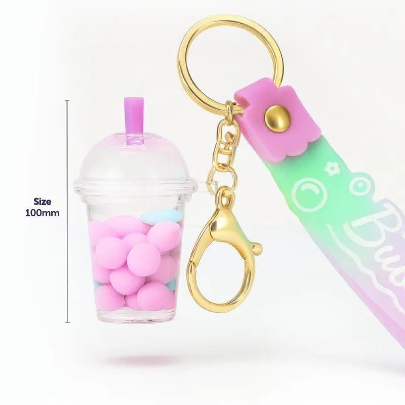 Keychain Bubble Tea Liquid Filled 10cm X 2cm Purple, Blue, Yellow, Red, Green & Pink – image 2