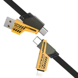Charge & Sync Universal 4in1 Cable 1m Yellow & Black - Combinations Include: Usb-a To Usb-c, Usb-a To 8-Pin (Lightning), Usb-c To Usb-c, Usb-c To 8-Pin (Lightning) Suitable for Iphone & Android Devices – image 1