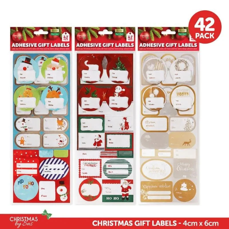 Gift Tag Adhesive Christmas 42pk 13cm X 36cm Includes 3 Sheets (Assorted Designs) – image 4