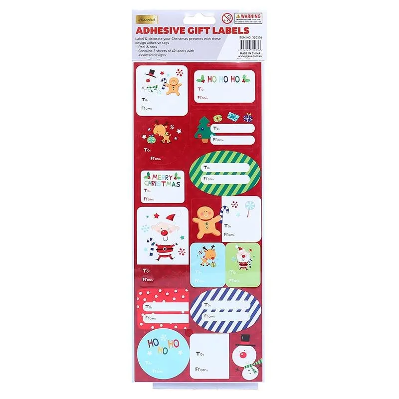 Gift Tag Adhesive Christmas 42pk 13cm X 36cm Includes 3 Sheets (Assorted Designs) – image 3