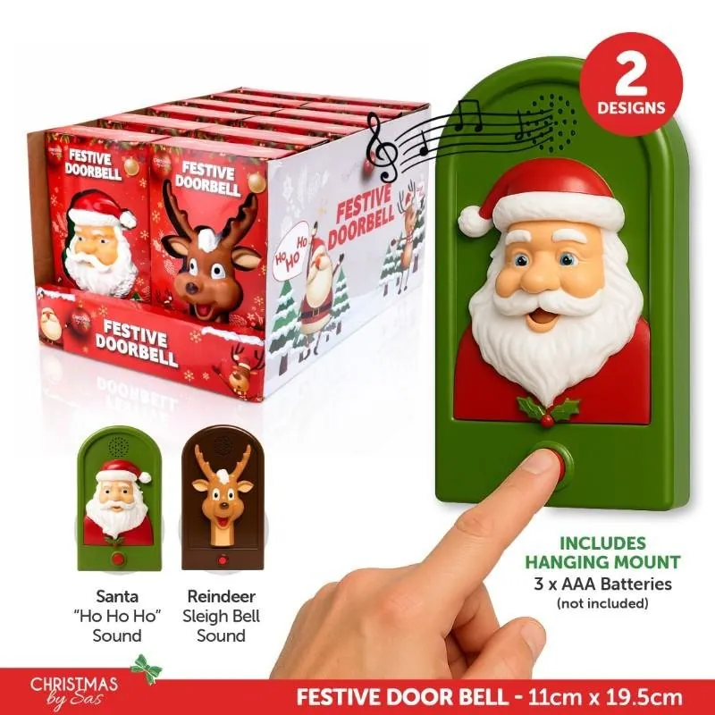 Door Bell Battery Operated Christmas 11cm X 19.5cm Santa & Reindeer Requires 3 X AAA Batteries (Not Included) – image 4