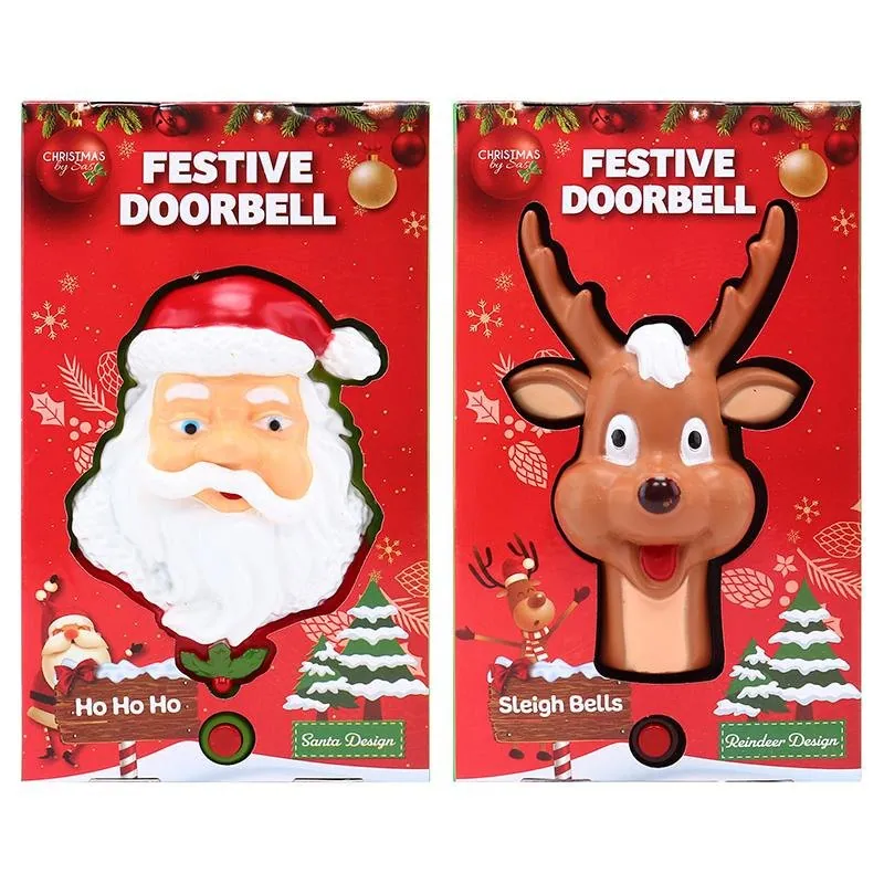 Door Bell Battery Operated Christmas 11cm X 19.5cm Santa & Reindeer Requires 3 X AAA Batteries (Not Included) – image 2