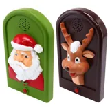 Door Bell Battery Operated Christmas 11cm X 19.5cm Santa & Reindeer Requires 3 X AAA Batteries (Not Included) – image 1