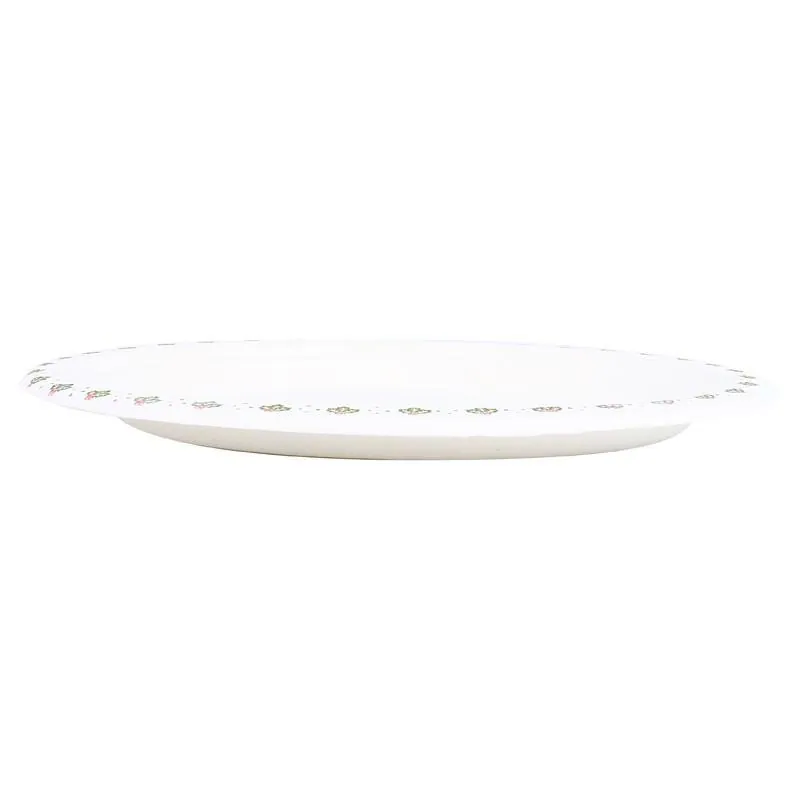 Sugarcane Bagasse Christmas Oval Plates 18pk 26cm X 19.5cm Holly Print – image 2
