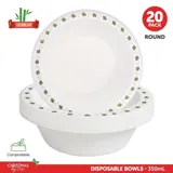 Sugarcane Bagasse Christmas Round Bowls 20pk 350ml Holly Print – image 4