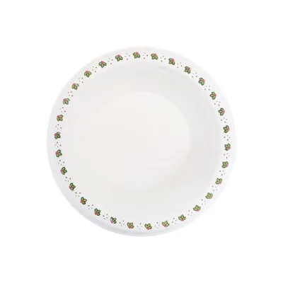 Sugarcane Bagasse Christmas Round Bowls 20pk 350ml Holly Print