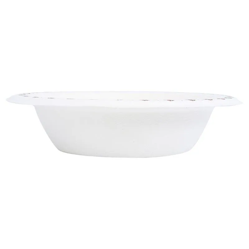 Sugarcane Bagasse Christmas Round Bowls 20pk 350ml Holly Print – image 2