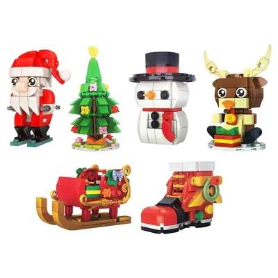 Building Brick Kit Mini Christmas Characters 6 Assorted Sets To Collect (92-110pc)