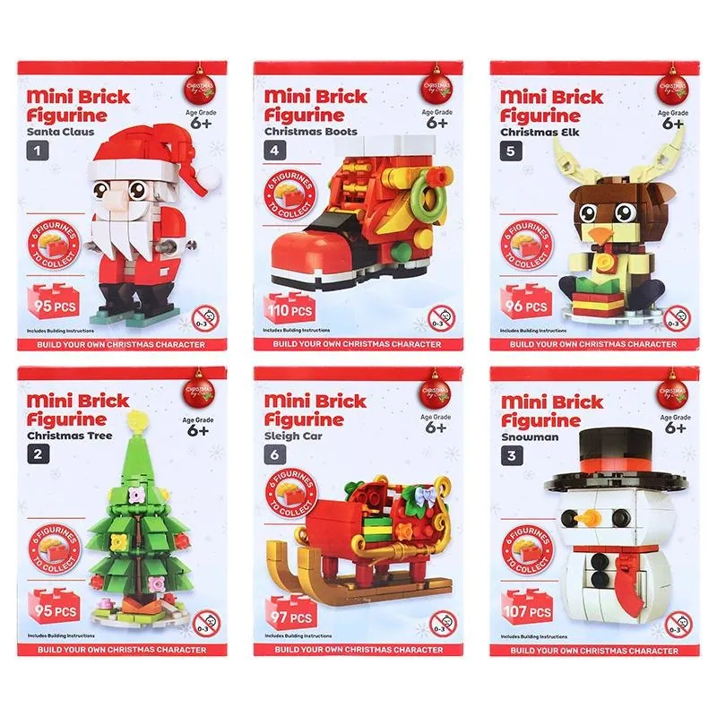 Building Brick Kit Mini Christmas Characters 6 Assorted Sets To Collect (92-110pc) – image 2