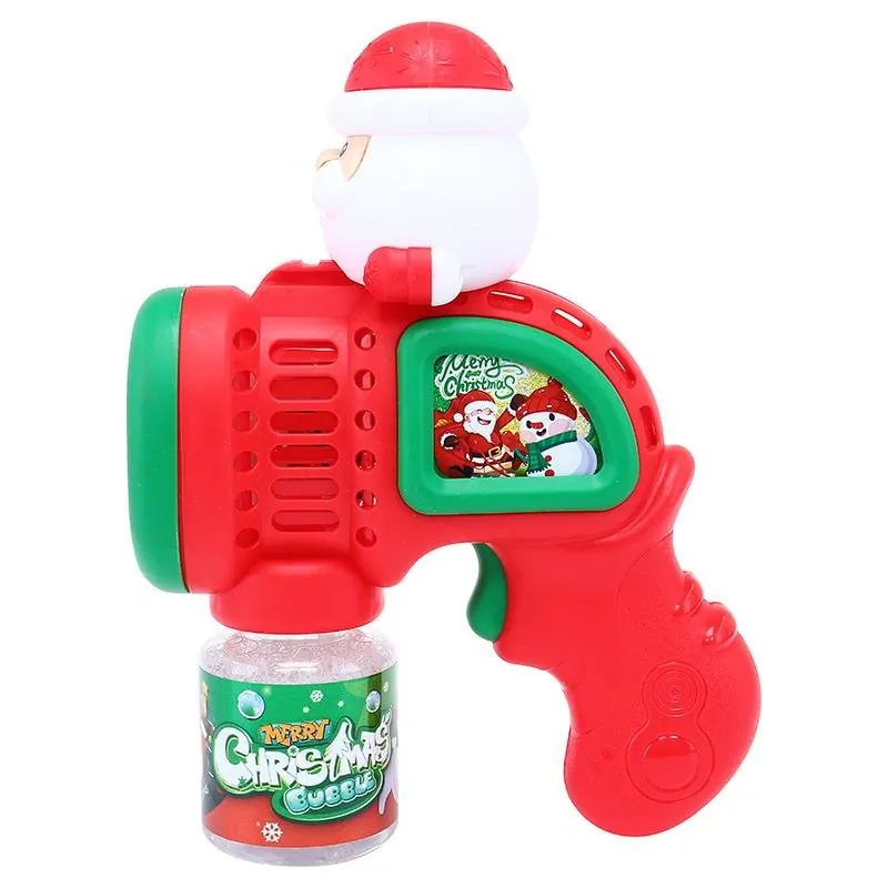 Christmas Toy Bubble Gun Battery Operated 19cm X 17.5cm Snowman & Santa – image 2