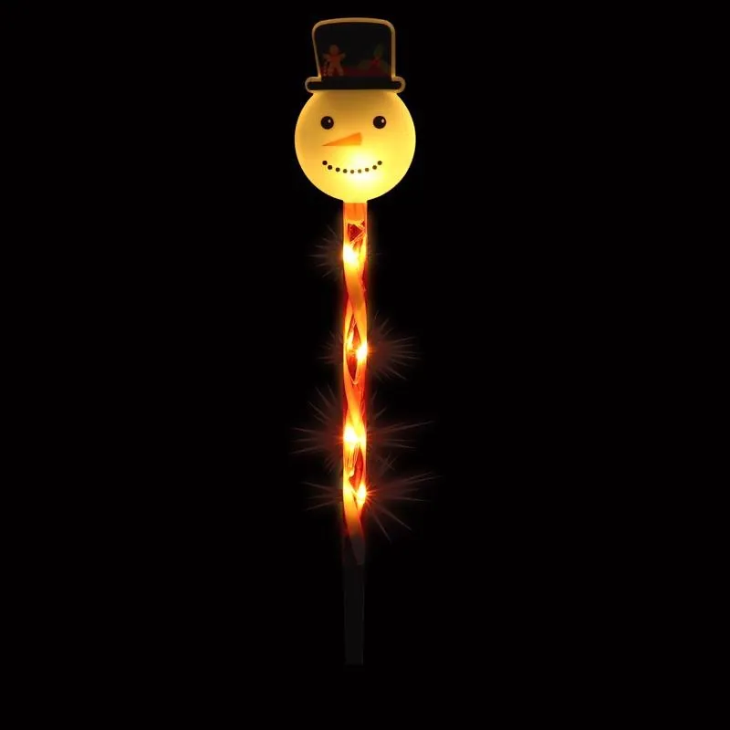 Stake Light Solar Christmas Snowman with Candy Stripe Stake 5LED 11cm X 7.5cm X 47cm Warm White 8 Functions – image 2