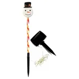 Stake Light Solar Christmas Snowman with Candy Stripe Stake 5LED 11cm X 7.5cm X 47cm Warm White 8 Functions – image 1