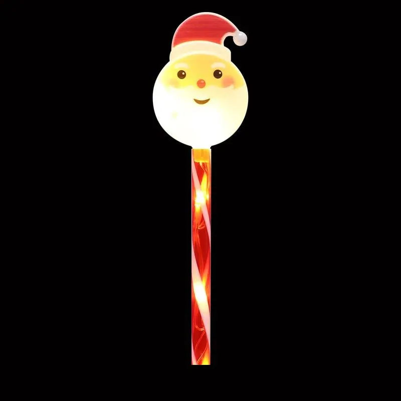 Stake Light Solar Christmas Santa Head with Candy Stripe Stake 5LED 11cm X 8cm X 47cm Warm White 8 Functions – image 2