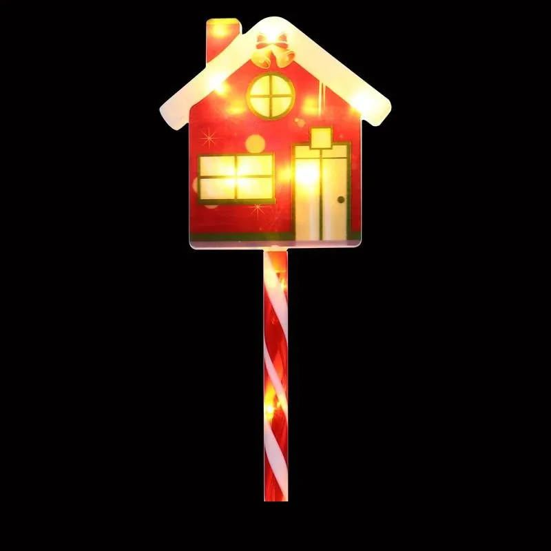 Stake Light Solar Christmas House with Candy Stripe Stake 12LED 15.5cm X 16cm X 52.5cm Warm White 8 Functions – image 2