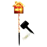 Stake Light Solar Christmas House with Candy Stripe Stake 12LED 15.5cm X 16cm X 52.5cm Warm White 8 Functions – image 1