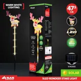 Christmas Stake Light Solar Reindeer Coloured 5LED 10cm X 11cm X 47.5cm Warm White 8 Functions – image 4