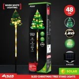 Stake Light Solar Christmas Tree Coloured 5LED 8.8cm X 11cm X 48cm Warm White 8 Functions – image 4