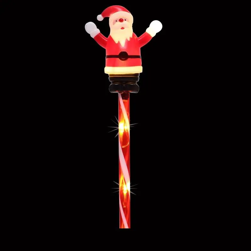 Stake Light Solar Christmas Santa with Candy Stripe Stake 5LED 11cm X 12cm X 48cm Warm White 8 Functions – image 2