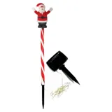 Stake Light Solar Christmas Santa with Candy Stripe Stake 5LED 11cm X 12cm X 48cm Warm White 8 Functions – image 1