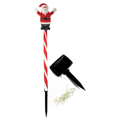 Stake Light Solar Christmas Santa with Candy Stripe Stake 5LED 11cm X 12cm X 48cm Warm White 8 Functions
