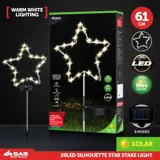 Christmas Stake Light Solar Silhouette Star 20LED 22cm X 25cm X 61cm Warm White 8 Functions – image 4