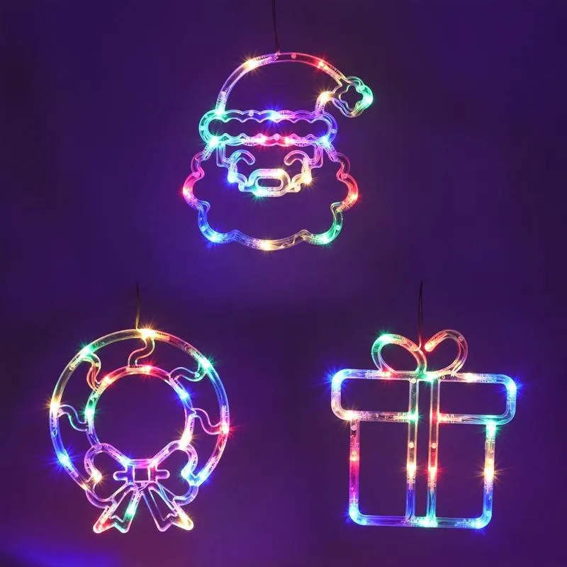 Christmas Decorative Light Battery Operated Window Silhouette with Suction Cup Multi-Colour Present (18cmx19cm), Santa (18cmx20cm), & Wreath (18cmx20cm) Requires – image 2