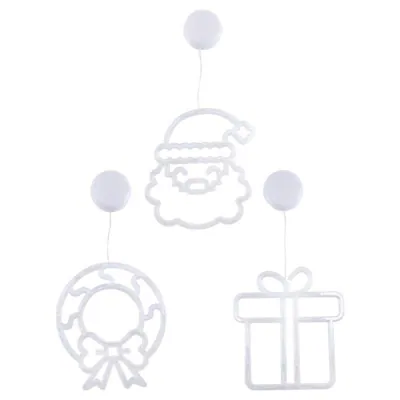 Christmas Decorative Light Battery Operated Window Silhouette with Suction Cup Multi-Colour Present (18cmx19cm), Santa (18cmx20cm), & Wreath (18cmx20cm) Requires