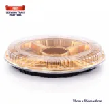 Christmas Tray 5-Section Reusable Plastic Gold 35cm X 35cm X 4cm Includes Clear Lid - Total Height with Lid 6cm – image 4