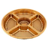 Christmas Tray 5-Section Reusable Plastic Gold 35cm X 35cm X 4cm Includes Clear Lid - Total Height with Lid 6cm – image 2