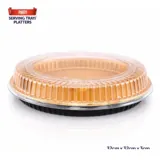 Christmas Tray Circular Reusable Plastic Gold 32cm X 32cm X 3cm Includes Clear Lid - Total Height with Lid 6.5cm – image 4